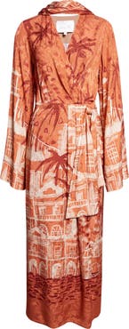 Johanna Ortiz Ollantay Tropical Jacquard Long Sleeve Wrap Dress