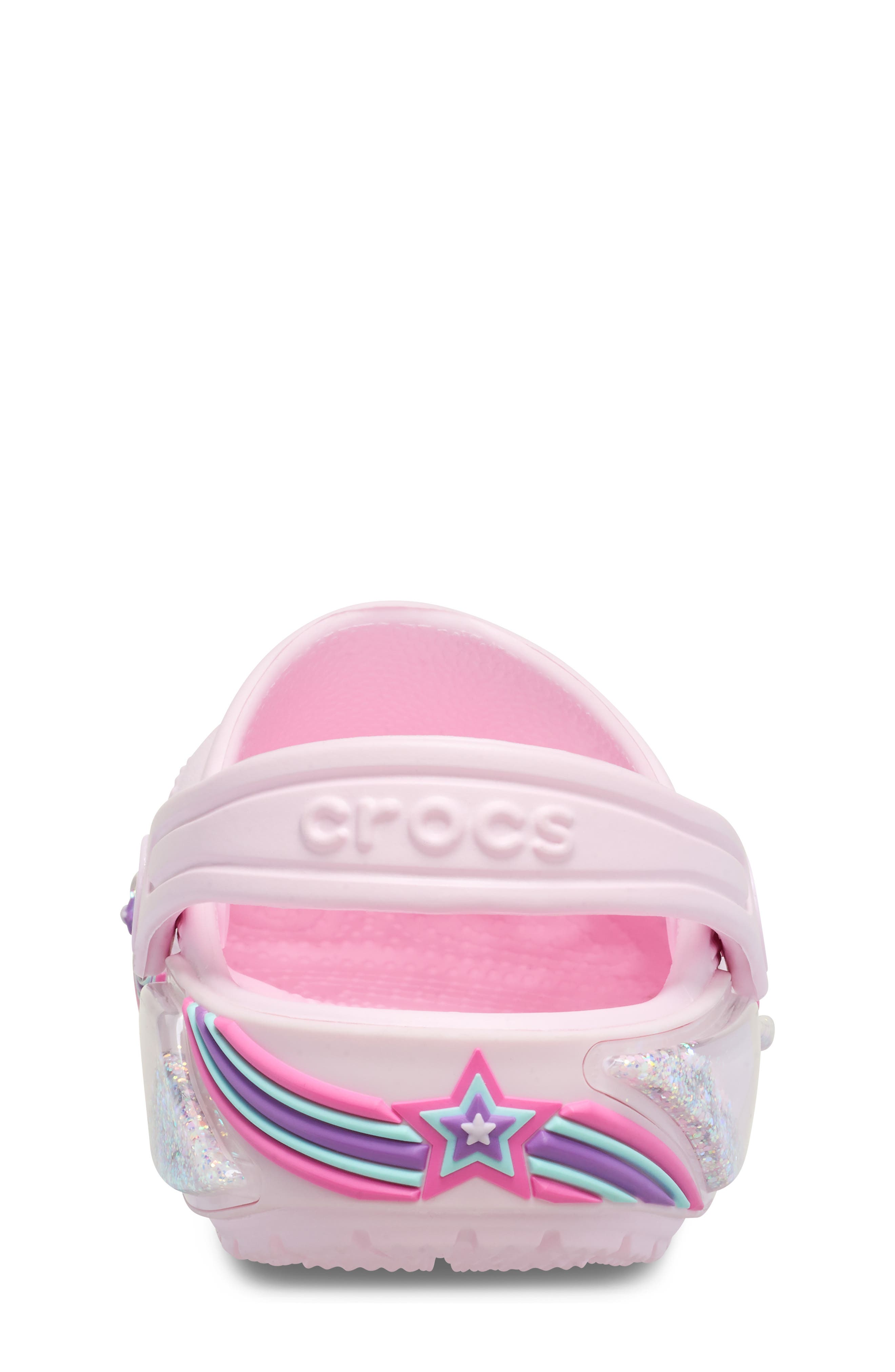 CROCS Kids
 Classic Star Sparkle Shaker Clog, Alternate, color, Pink Milk