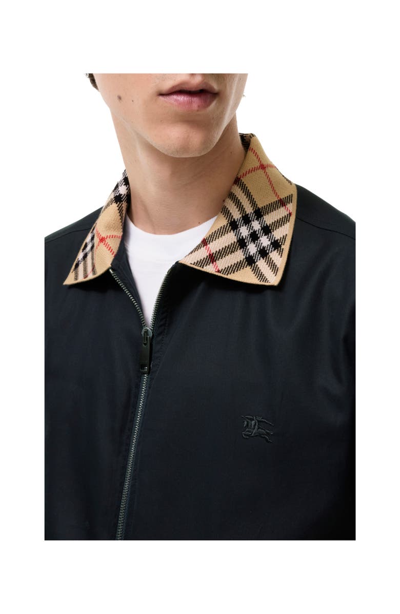 Burberry Gabardine Glenfields Bomber Jacket, Alternate, color, Navy