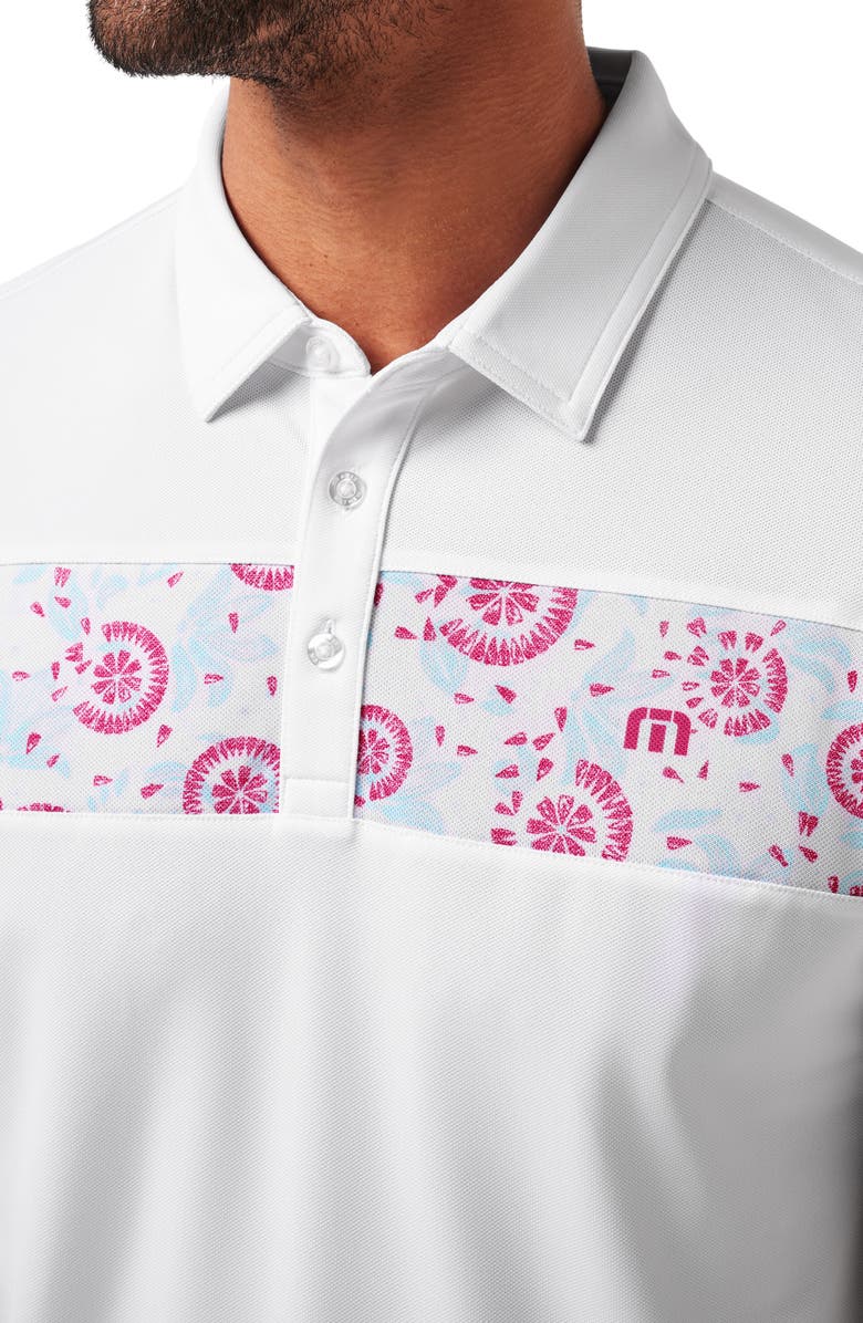 TravisMathew Good Good Flourish Chest Stripe Polo, Alternate, color, White