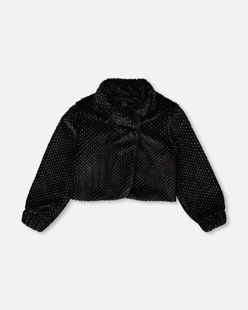 Deux Par Deux Fake Fur Short Jacket In Black