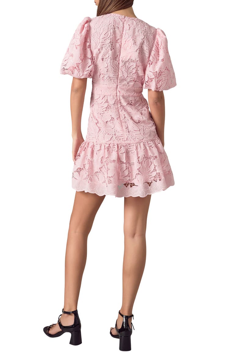 Sequin Lace Fit & Flare Minidress, Alternate, color, PINK