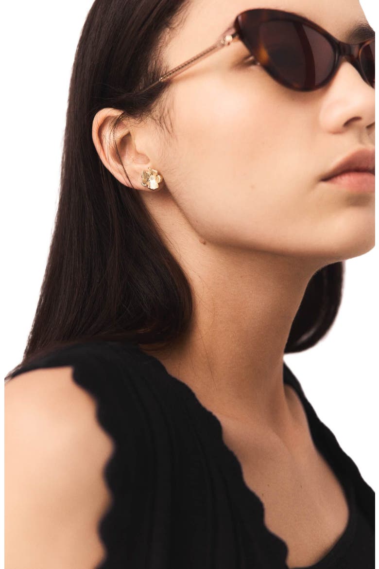 Flower stud earrings, Alternate, color, Gold