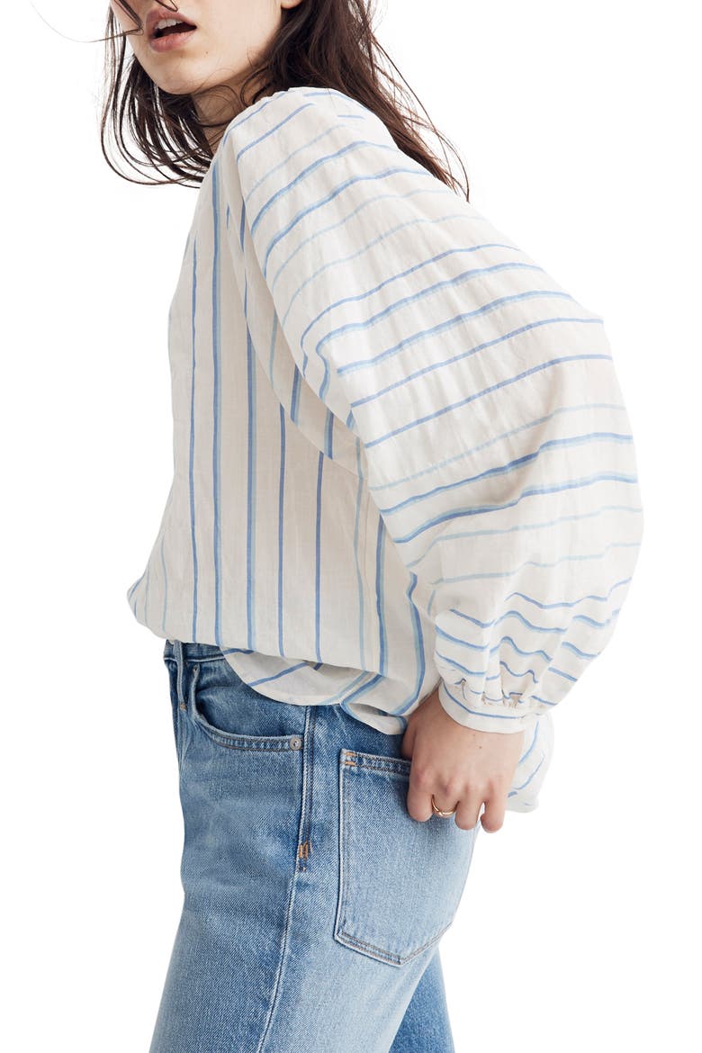 Stripe Peasant Top, Alternate, color, PALE PARCHMENT JESSIE STRIPES