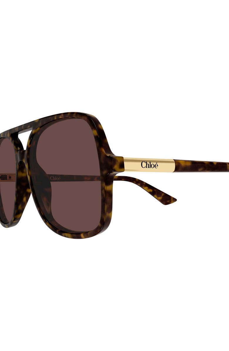 Chloé 57mm Navigator Sunglasses, Alternate, color, Shiny Dark Havana