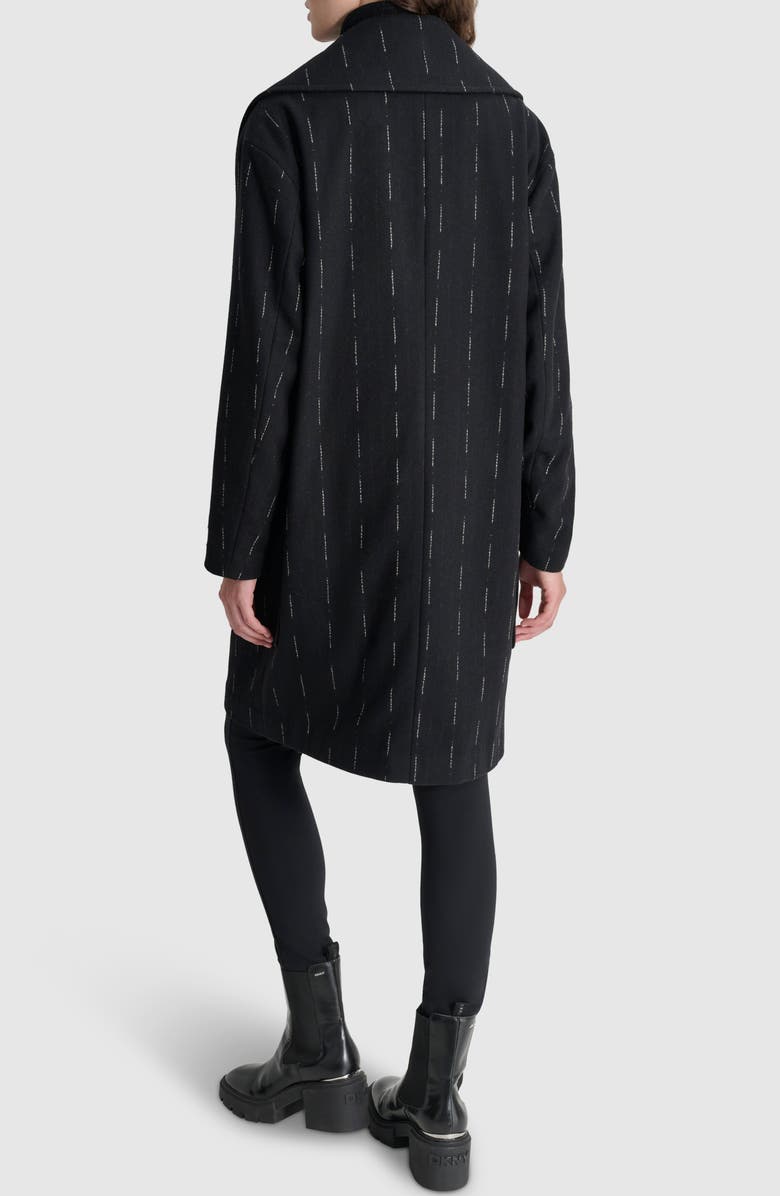 DKNY Broken Pinstripe Wool Blend Coat, Alternate, color, 