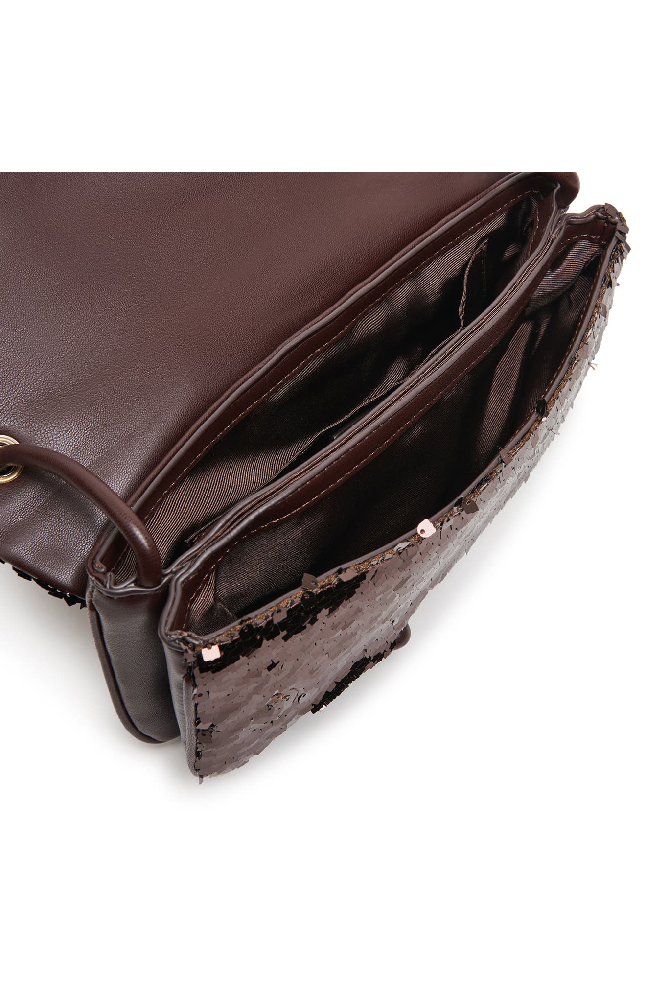 Dolce Vita Alice Sequin Shoulder Bag, Alternate, color, Brown