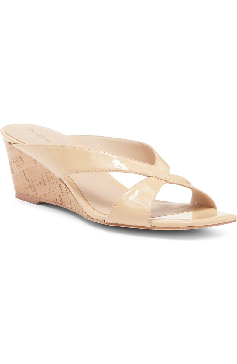 Stuart Weitzman Miami Wedge Slide Sandal, Main, color, Golden Beige