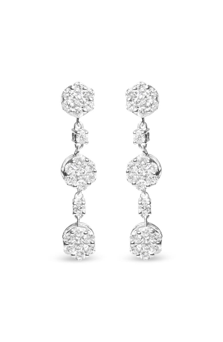 Haus of Brilliance 14K White Gold 2.00 Cttw Diamond Composite Cluster Floral Drop Earrings, Main, color, White