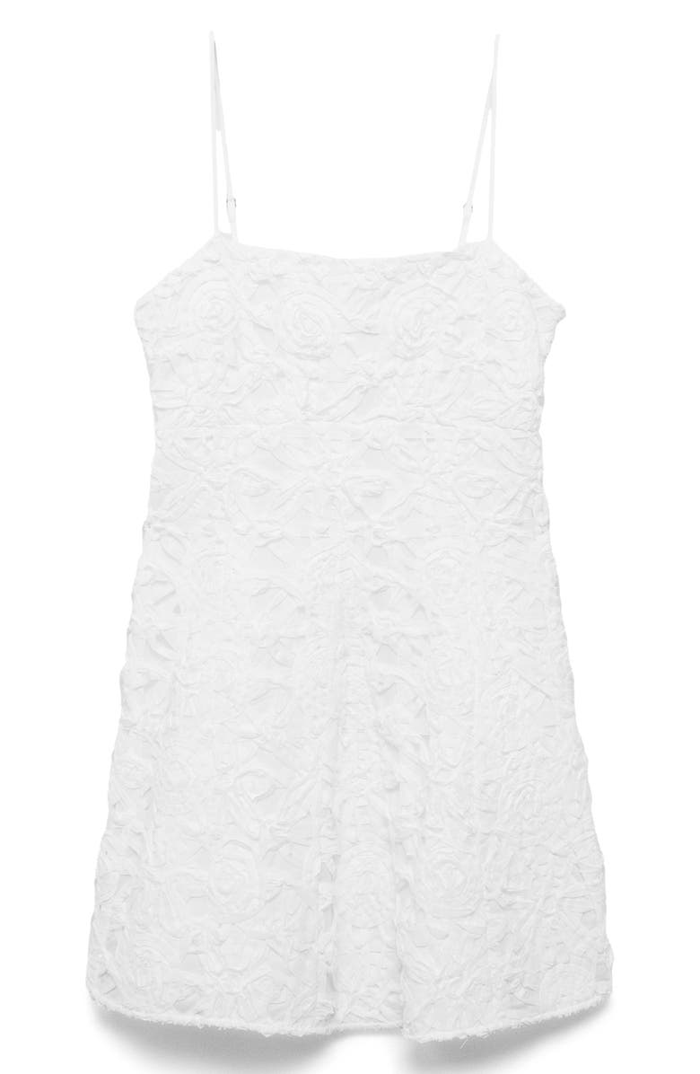 MANGO Textured Floral Minidress, Alternate, color, White