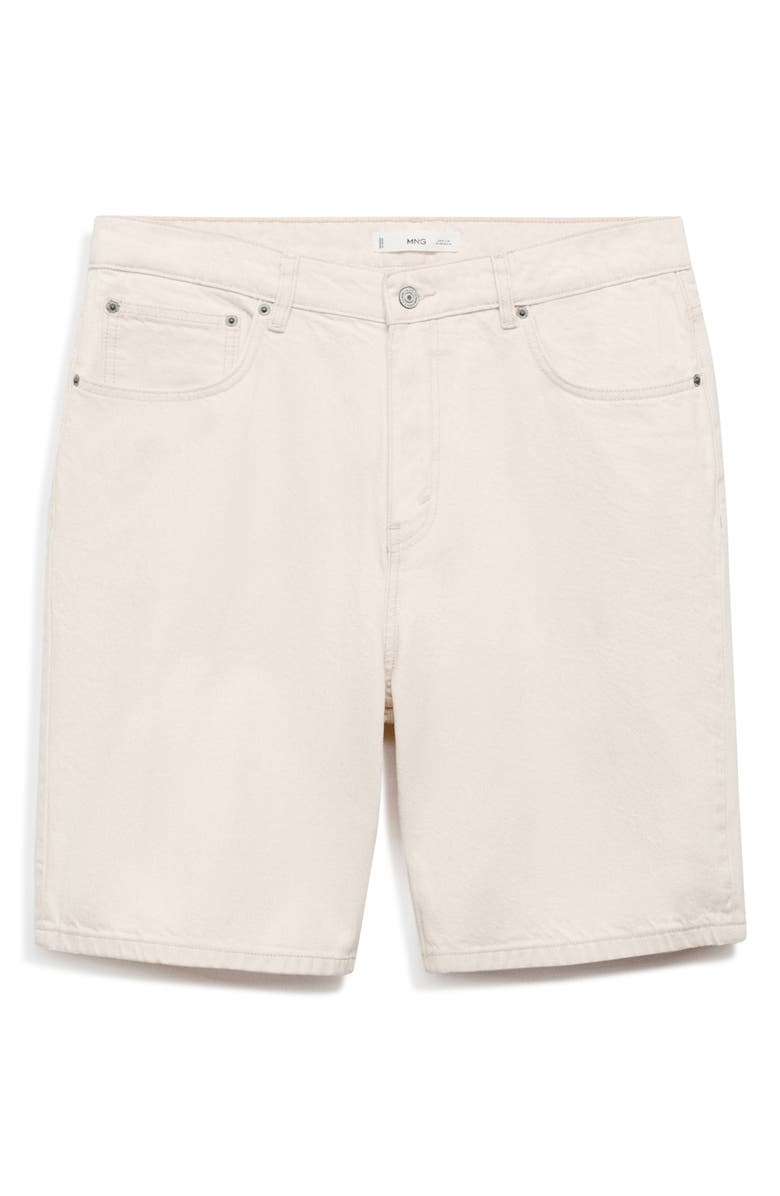 MANGO Oversize Denim Bermuda Shorts, Main, color, Off White