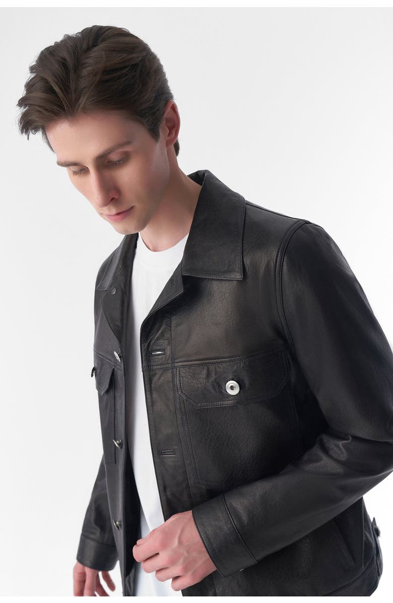 Furniq UK Cyril Leather Jacket, Main, color, Black