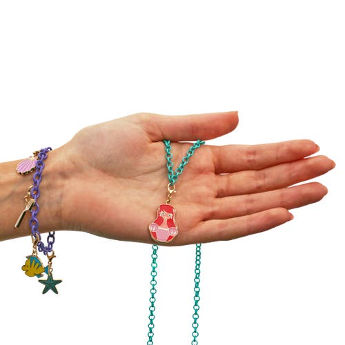 Disney Princess And The Little Mermaid Necklace, Bracelet, And Charms Set In Blue