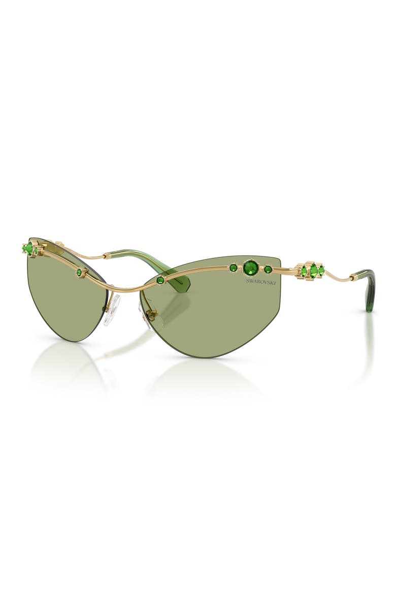61mm Irregular Sunglasses, Alternate, color, GOLD / GREEN