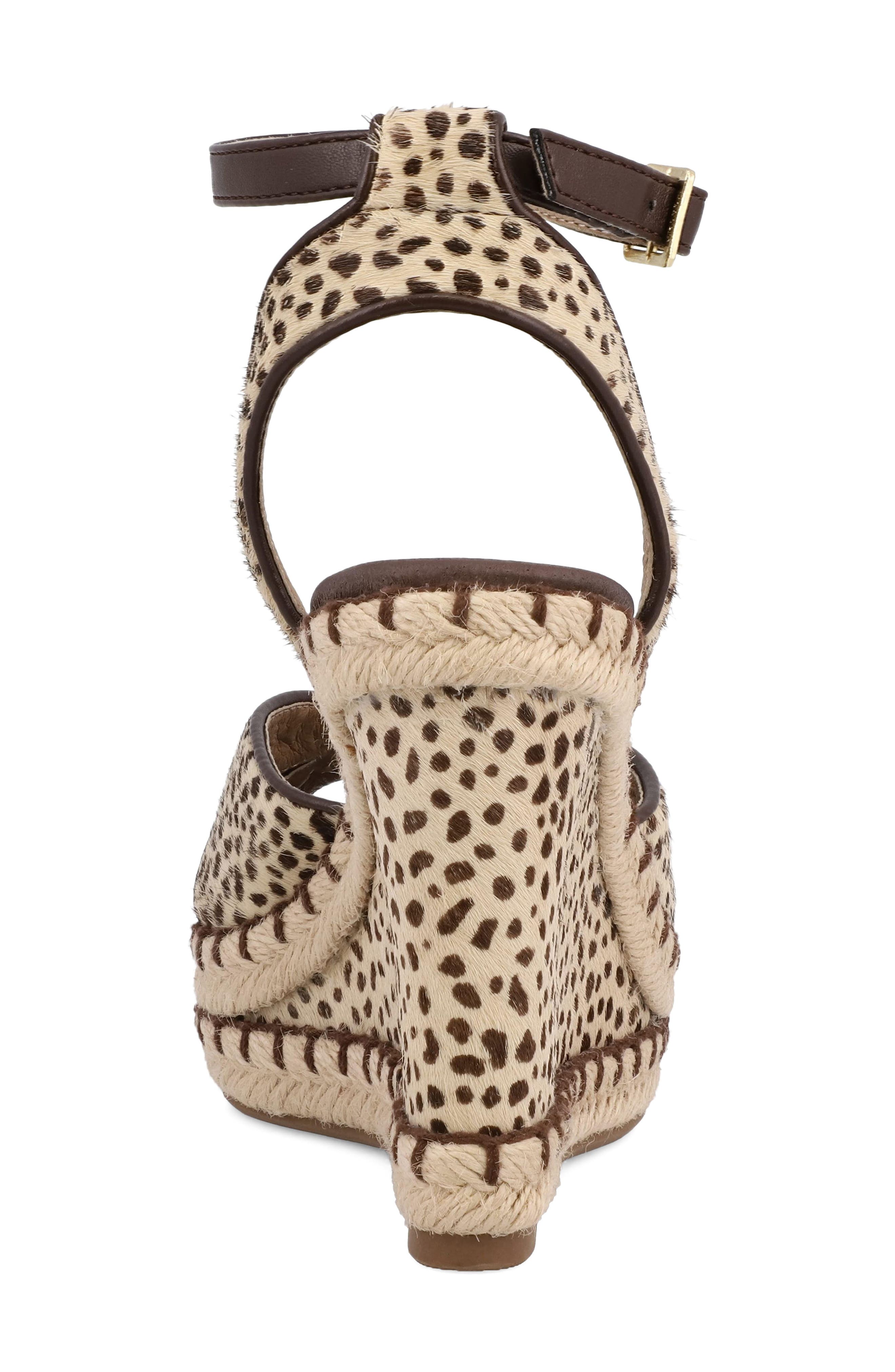 Mallorca Ankle Strap Espadrille Genuine Calf Hair Platform Wedge Sandal, Alternate, color, CHEETAH CALF HAIR