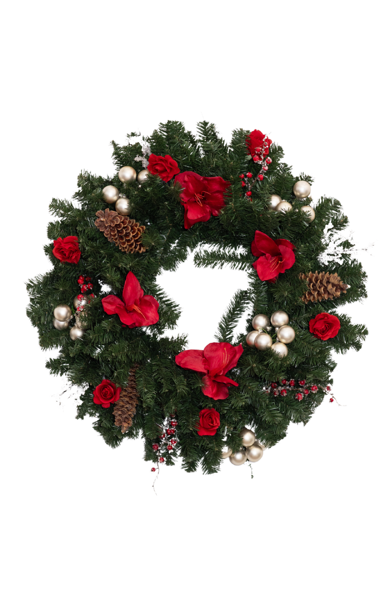 CocoBella Evangeline Holiday Wreath, Main, color, Green