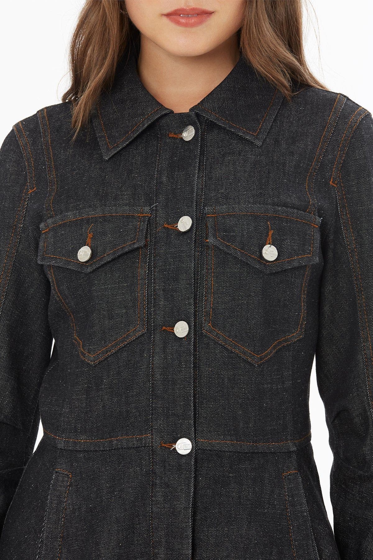 Shirt Collar Button-Front Cotton Blend Layering Jacket - image 2