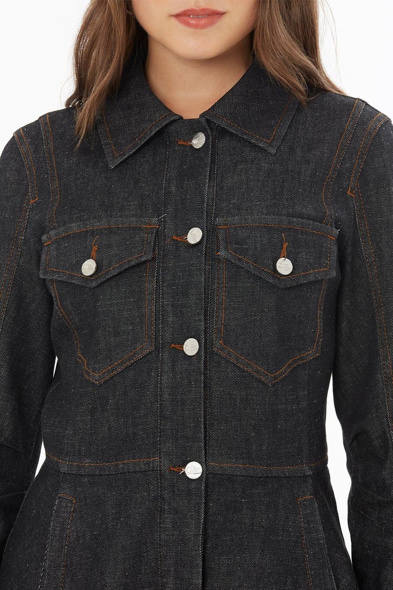 Shirt Collar Button-Front Cotton Blend Layering Jacket, Alternate, color, Black