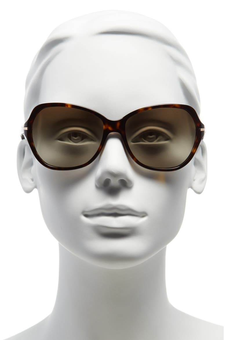 58mm Logo Bar Square Sunglasses, Alternate, color, TORTOISE
