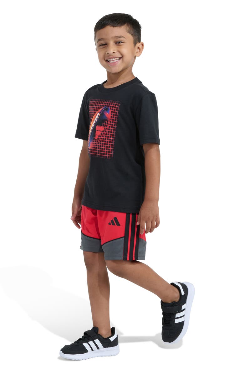 adidas Kids' Basketball Graphic T-Shirt & Athletic Shorts Set, Alternate, color, Black