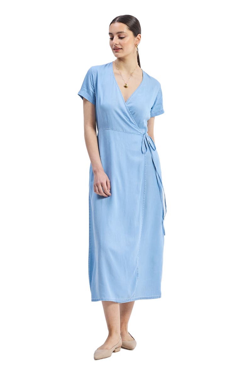 Reistor Maxi Wrap Dress in Light Blue, Alternate, color, Light Blue