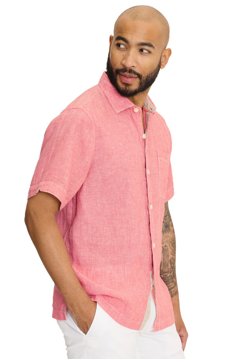 Paradise Breezer Linen Shirt, Alternate, color, RED SUNSET