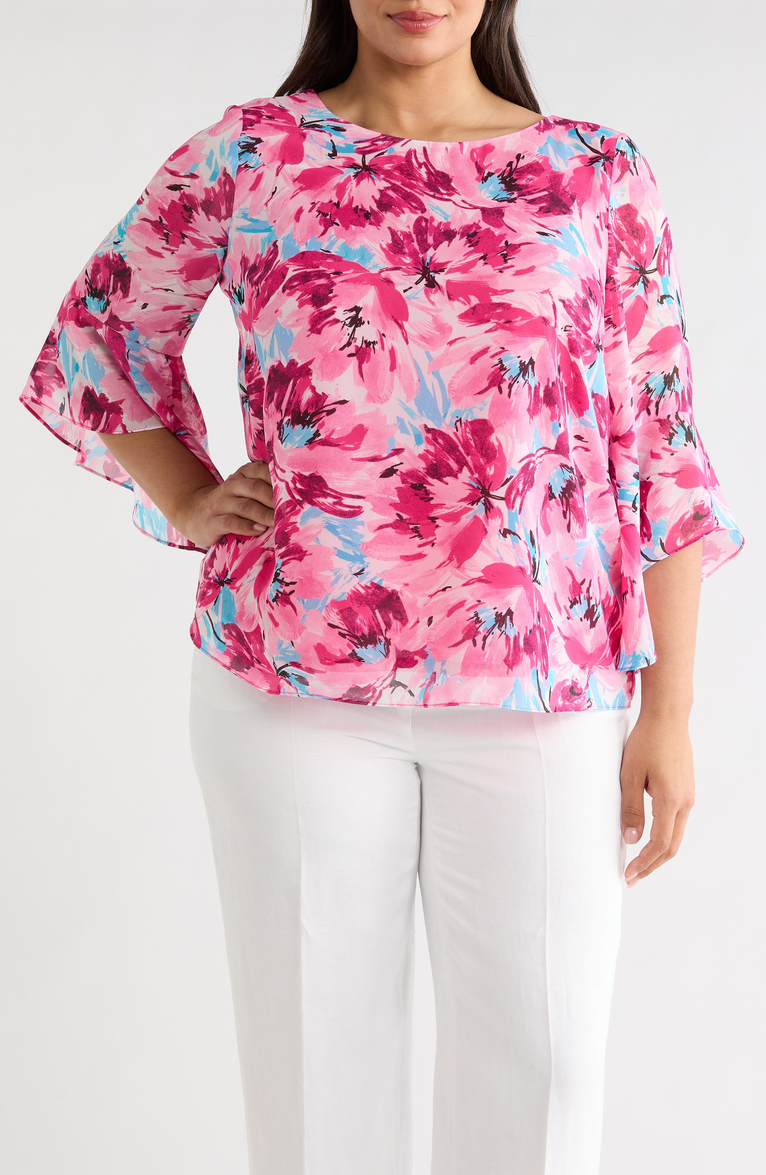 Floral Print Ruffle Top
