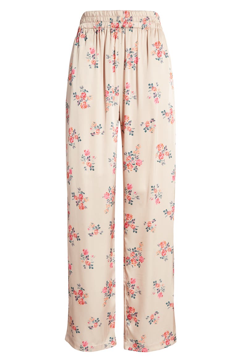 Scottie Pull-On Satin Pants, Alternate, color, BEIGE FLORAL