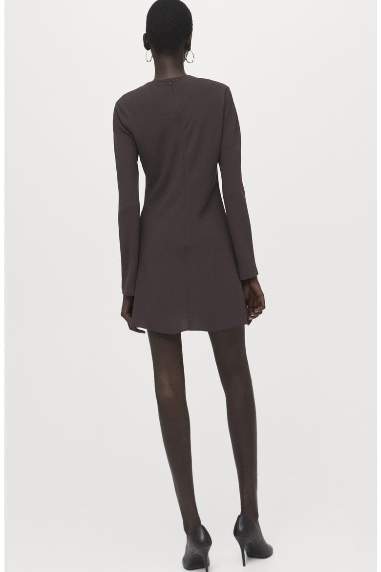 Drape Long Sleeve Sheath Dress, Alternate, color, BROWN