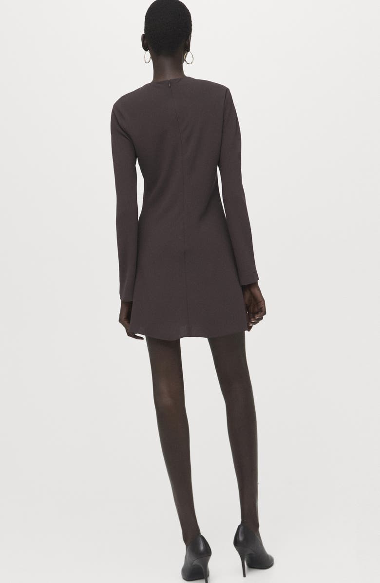 MANGO Drape Long Sleeve Sheath Dress, Alternate, color, Brown