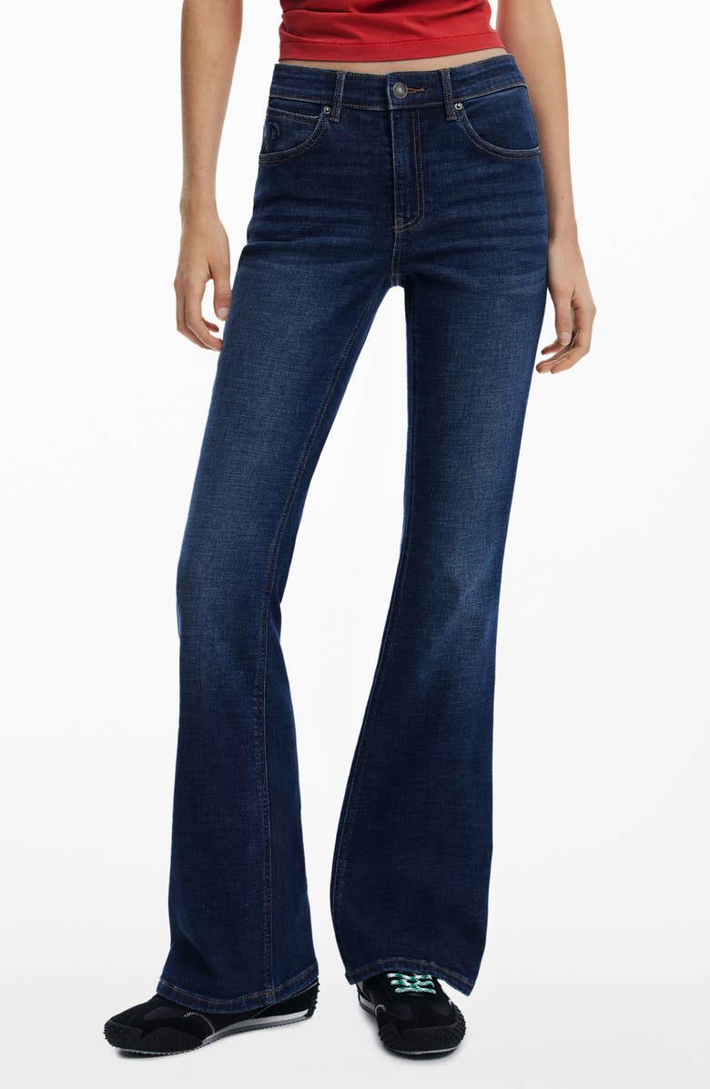 Desigual Flare Leg Jeans, Main, color, Medium Blue