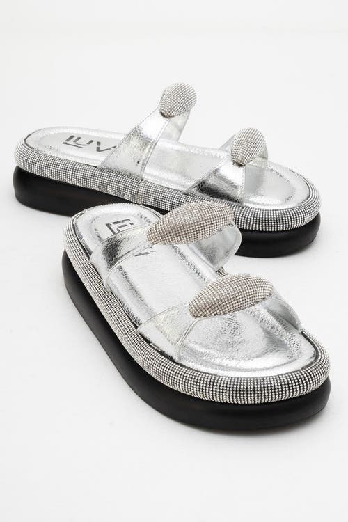 Prologue Shoes Finery Embellished Platform Slide In Silver