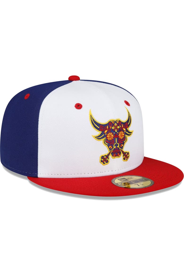 Men's New Era White/Red Durham Bulls Copa De La Diversion 59FIFTY Fitted Hat, Alternate, color, White