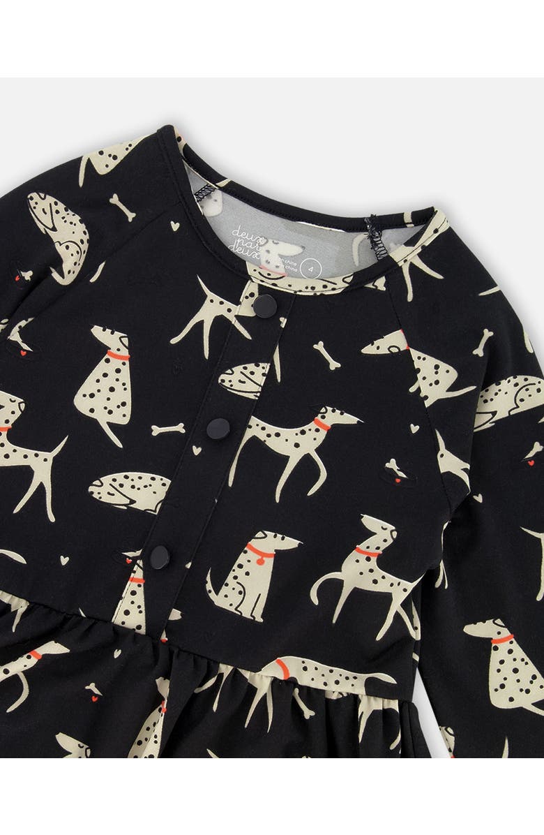 Deux par Deux Half Button Jersey Dress Dalmatian, Alternate, color, Black