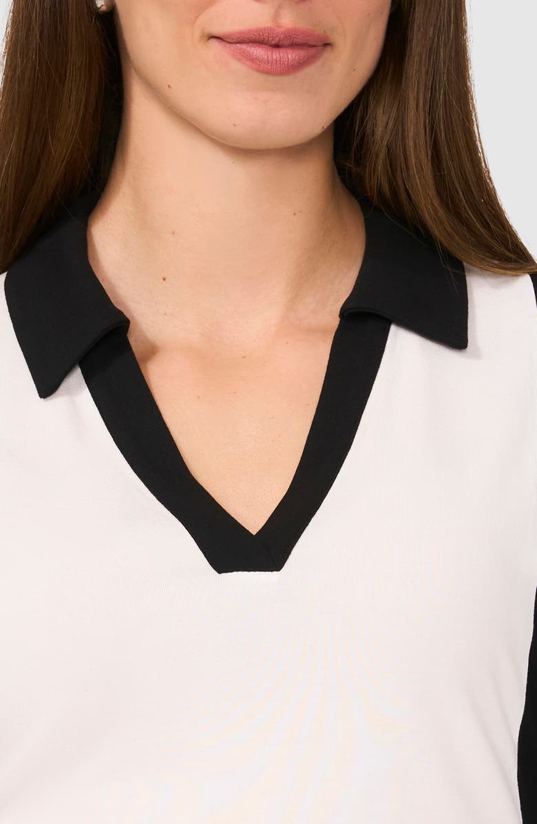 Halogen<sup>®</sup> Colorblock Johnny Collar Top, Alternate, color, Rich Black