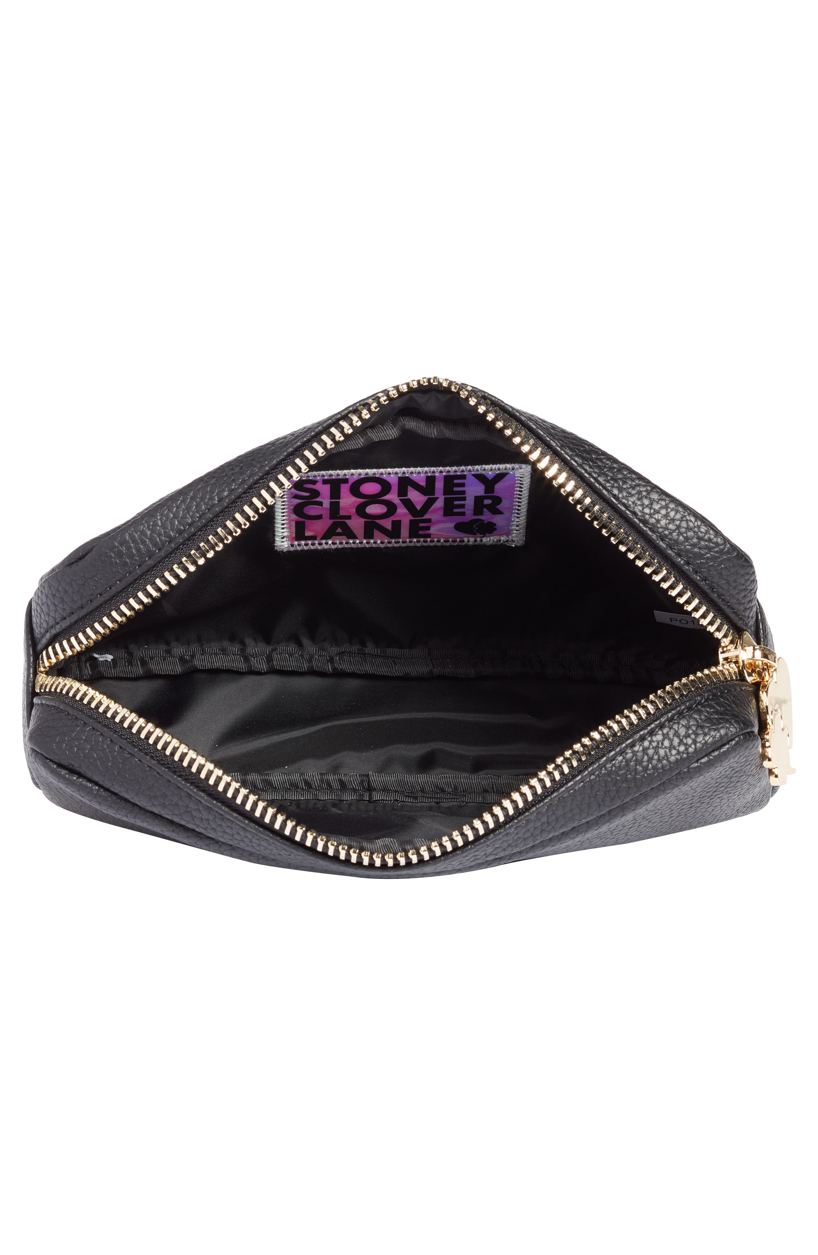 Small Pebbled Faux Leather Makeup Bag, Alternate, color, BLACK