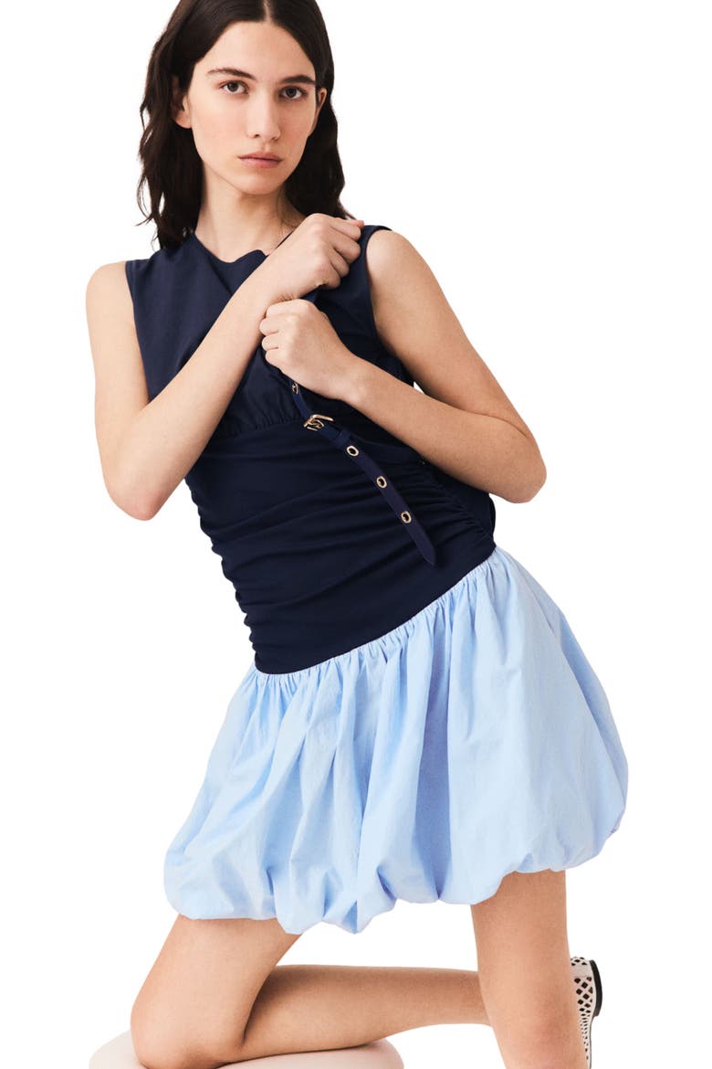 Jersey and cotton mix dress, Alternate, color, Blue