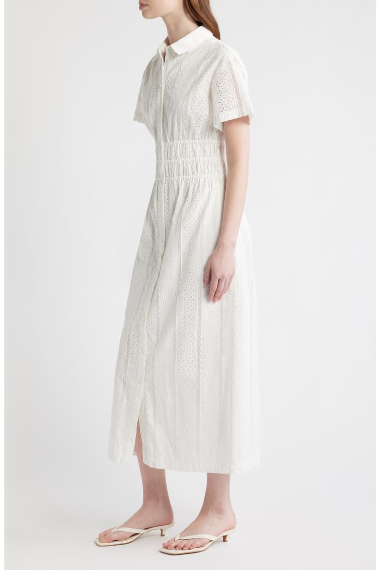 The Jamie Eyelet Nap Midi Shirtdress, Alternate, color, WHITE