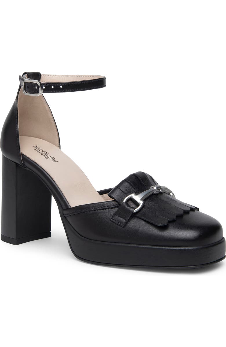 NeroGiardini Kiltie Ankle Strap Platform Pump, Main, color,