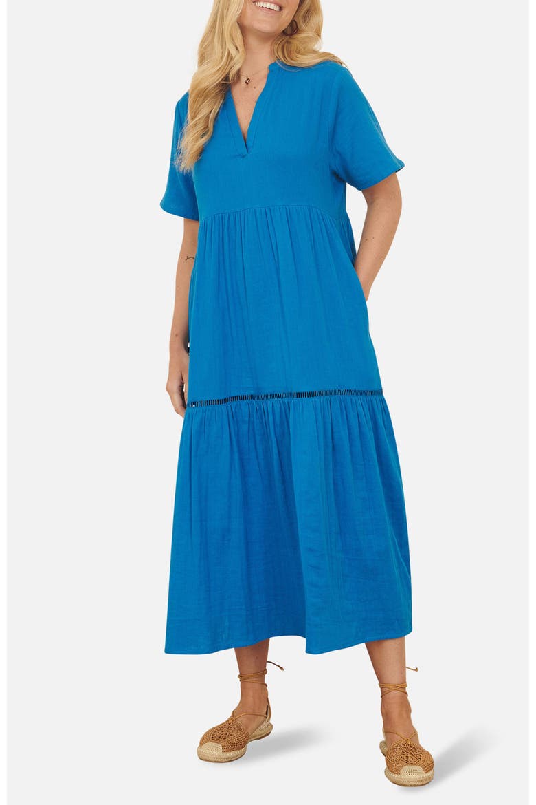 Cotton Kaftan Midi Dress, Alternate, color, Blue