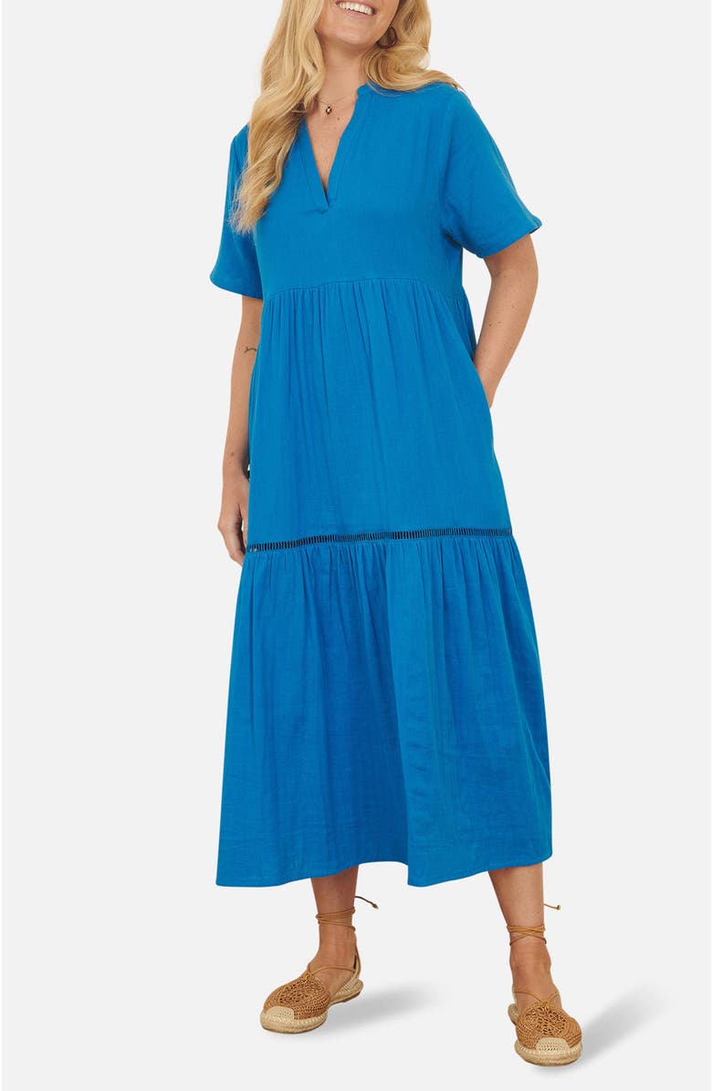 Yumi Cotton Kaftan Midi Dress, Alternate, color, Blue