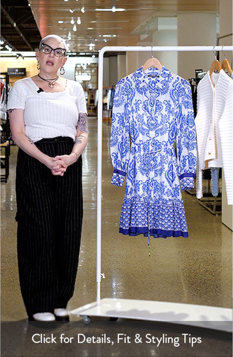 Mixed Print Long Sleeve Shirtdress, sales video thumbnail