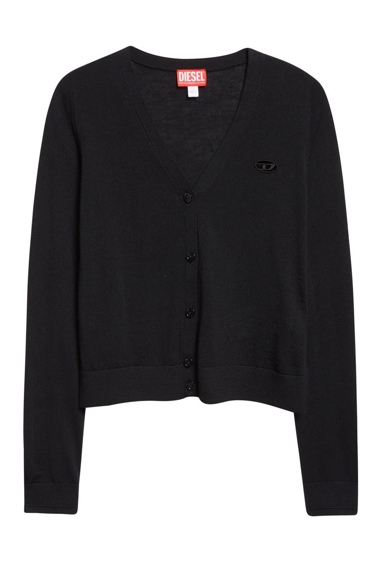 M-Alima Oval D Logo Wool Cardigan, Alternate, color, DEEP/BLACK