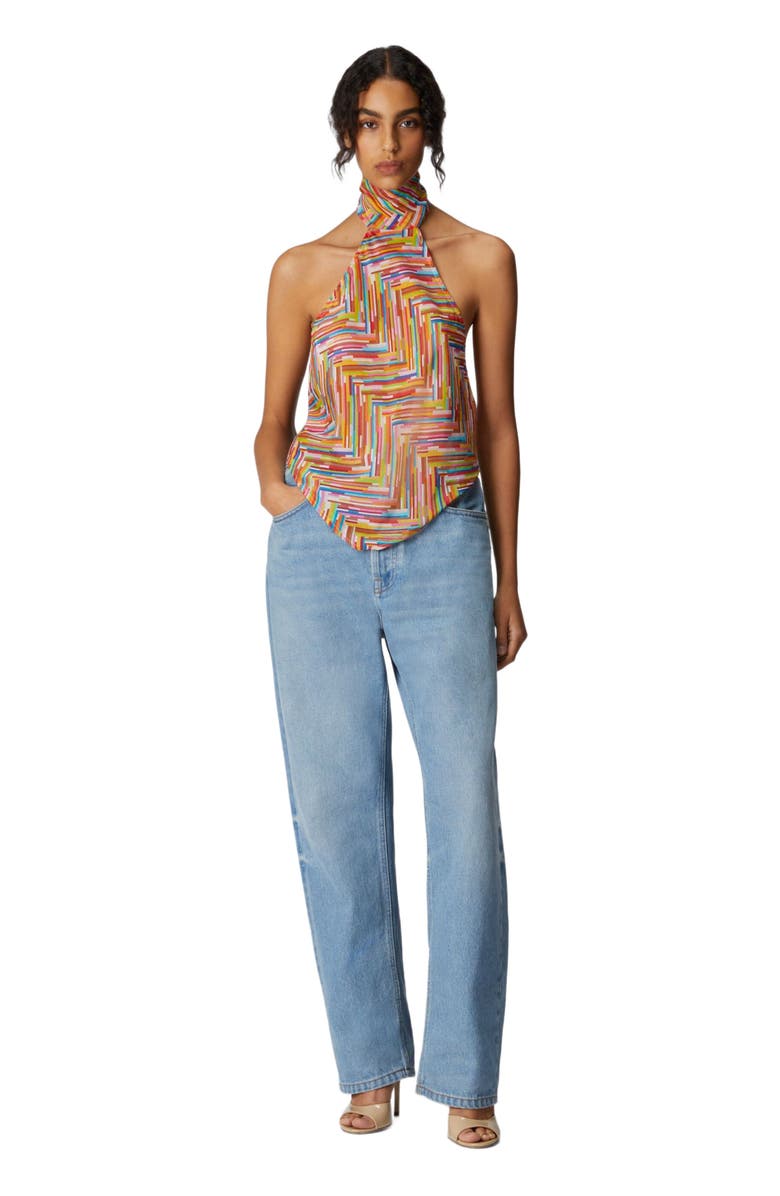 Missoni Sleeveless Turtleneck Top In Printed Cotton And Silk Blend, Main, color, Multicoloured 2