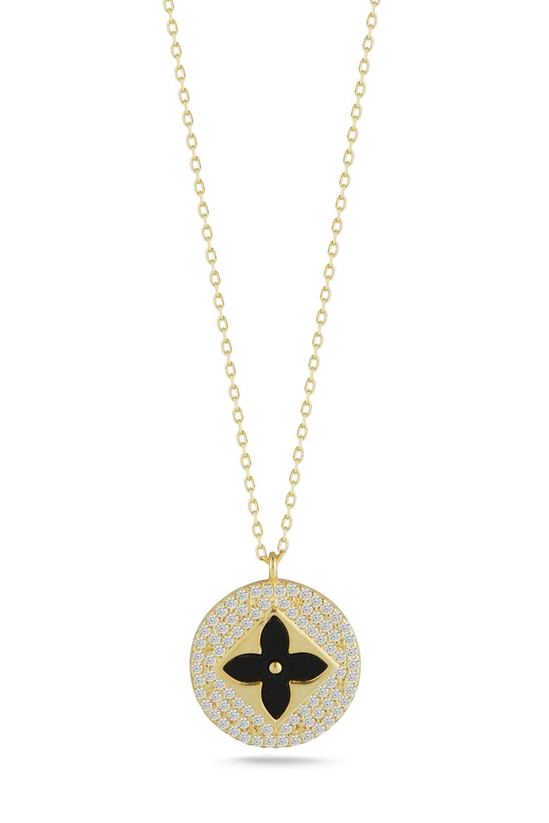Clover Pendant Necklace, Main, color, GOLD/BLACK