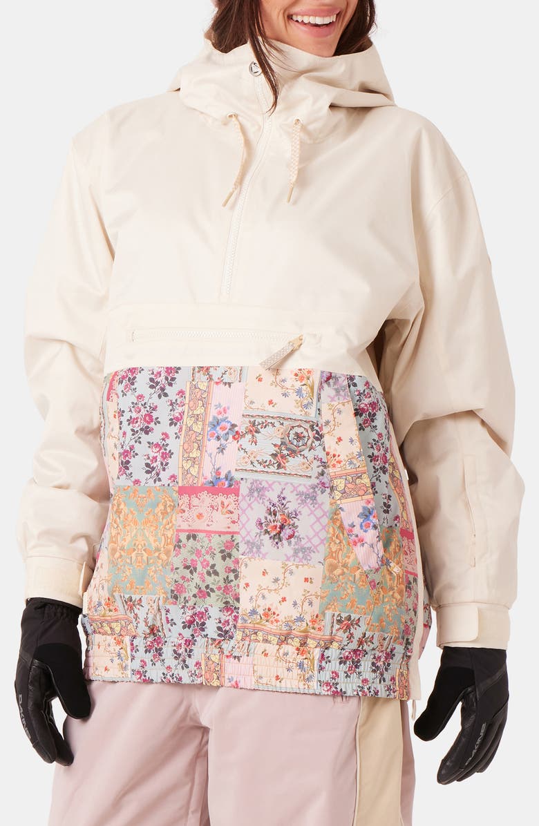 Roxy Downtown Patchwork Floral Waterproof Anorak, Main, color, Wahine