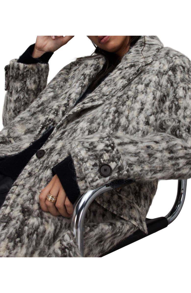 AllSaints Mablex Longline Coat, Alternate, color, Black/ White