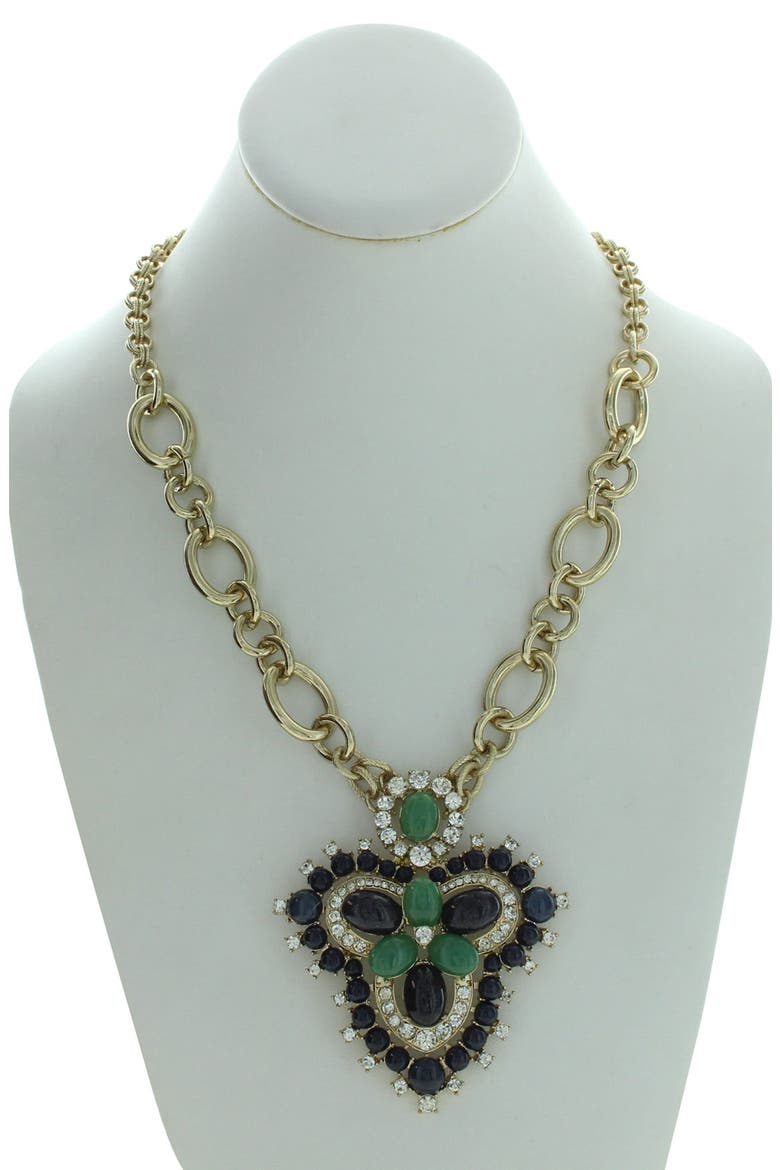 Bejeweled Pendant Statement Necklace, Alternate, color, GOLD / BLUE / GREEN