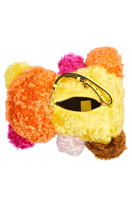 Moschino Whimsical Teddy Bear Shoulder Bag In Vibrant Mohair Blend In Orange Multi