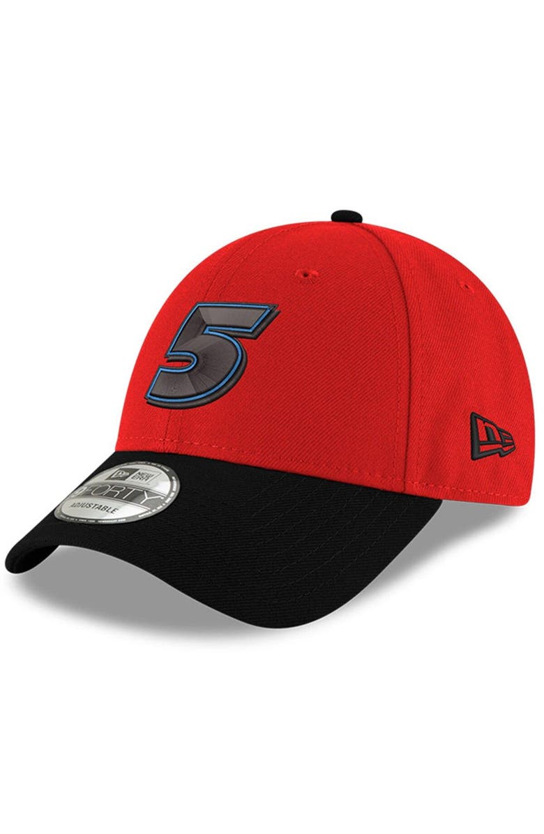 New Era Men's New Era Scarlet/Black Kyle Larson 9FORTY Snapback Adjustable Hat, Main, color, Scarlet